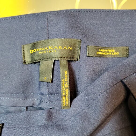 DONNA KARAN High Rise Straight Leg Stretch Dress Pants Cotton Blend Structured 4 - Picture 9 of 13